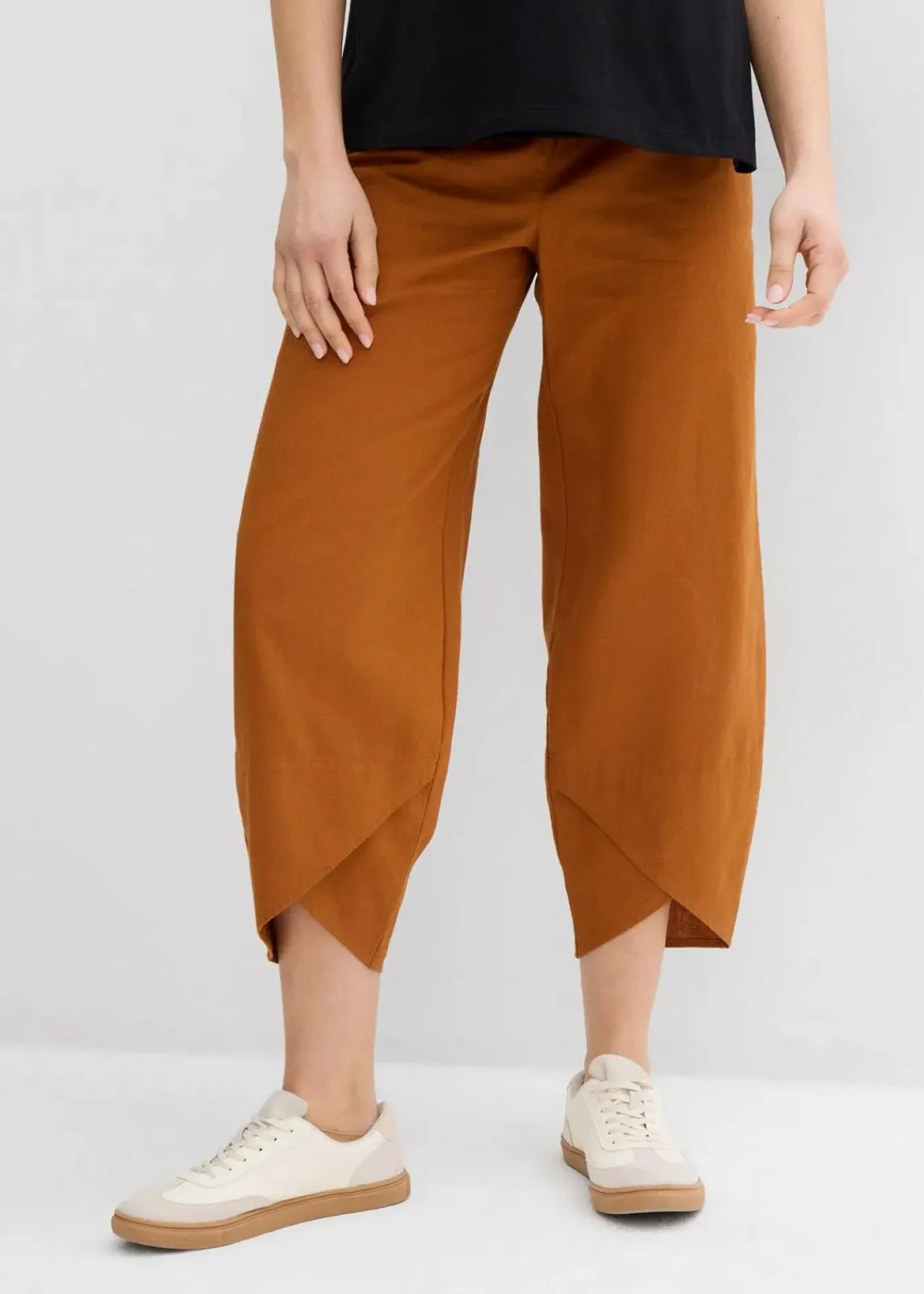 bonprix Bekleidung·Blazer|Umstandsmode^Umstandshose mit Bauchband aus Leinen-Mix bronze