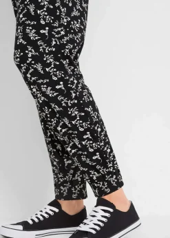 bonprix Bekleidung·Blazer|Umstandsmode^Umstandshose mit verspieltem Druck aus Viskose-Mix, Loose Fit schwarz geblümt
