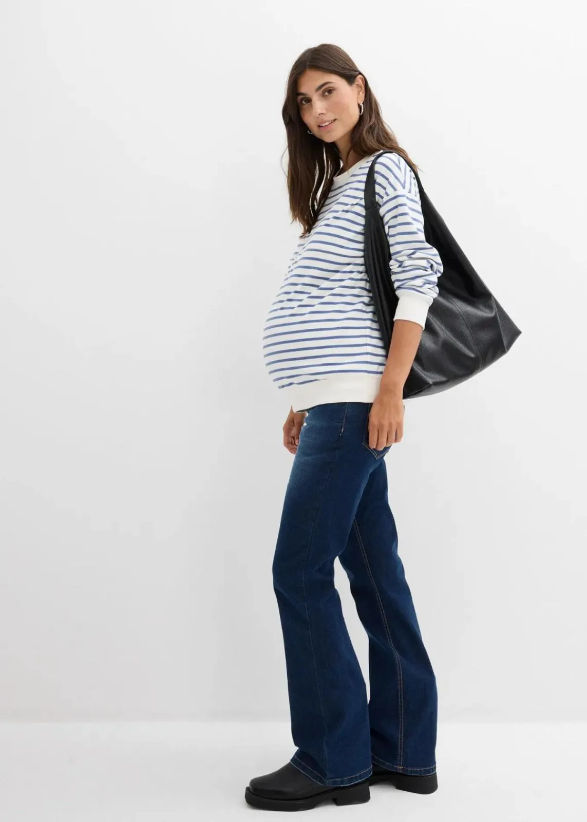 bonprix Umstandsmode|Kurzgrößen^Umstandsjeans, Bootcut dunkelblau denim