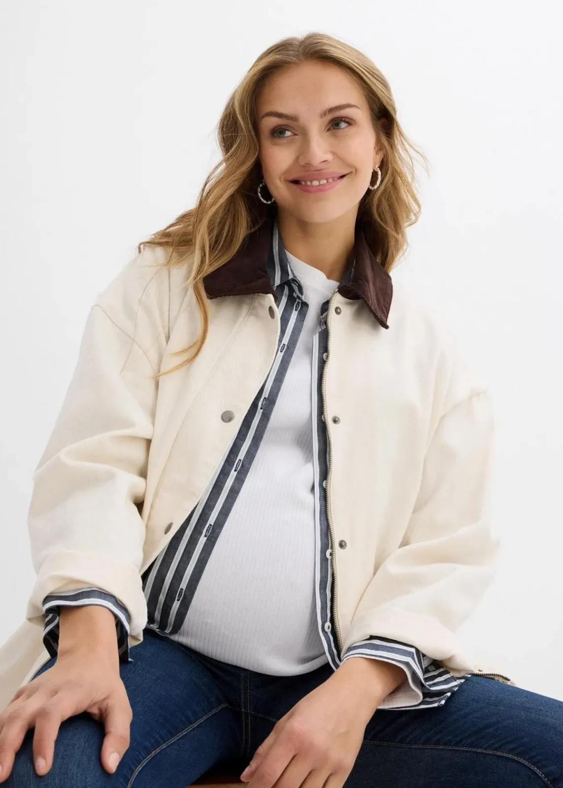 bonprix Bekleidung·Blazer|Nachhaltigere Materialien^Umstandsjeans mit Bio-Baumwolle, Skinny dunkelblau denim