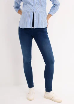 bonprix Bekleidung·Blazer|Umstandsmode^Umstandsjeans mit wärmender Innenseite, Slim-Fit dunkelblau denim