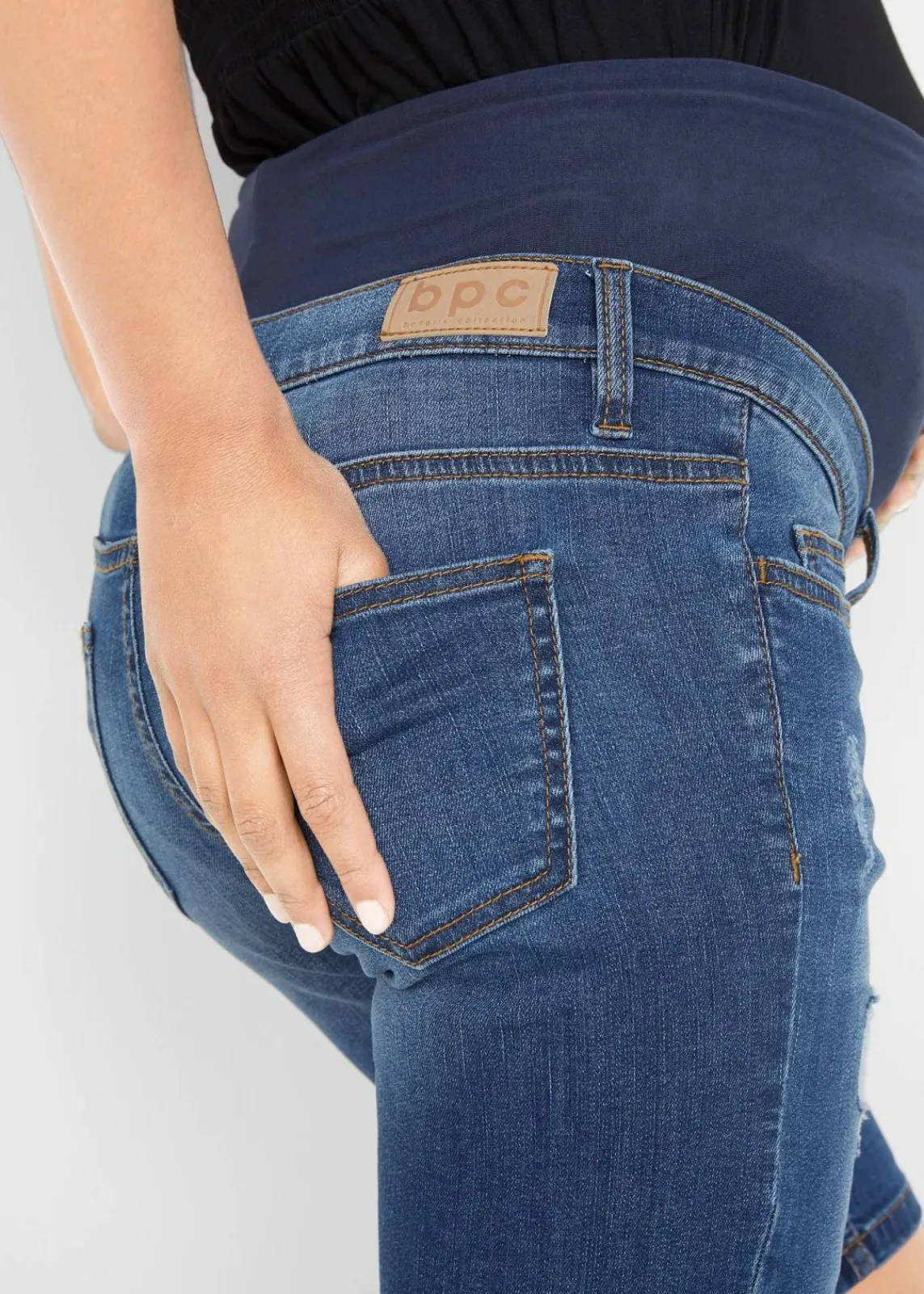 bonprix Bekleidung·Blazer|Umstandsmode^Umstands-Jeans-Bermuda, Regular Fit blau denim