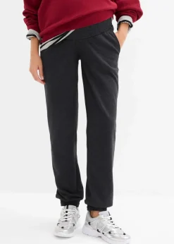 bonprix Umstandsmode^Umstands-Jogginghose mit Bequembund aus weichem Baumwoll-Mix anthrazit meliert