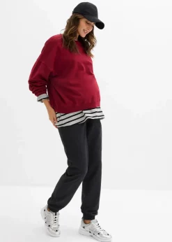 bonprix Umstandsmode^Umstands-Jogginghose mit Bequembund aus weichem Baumwoll-Mix anthrazit meliert