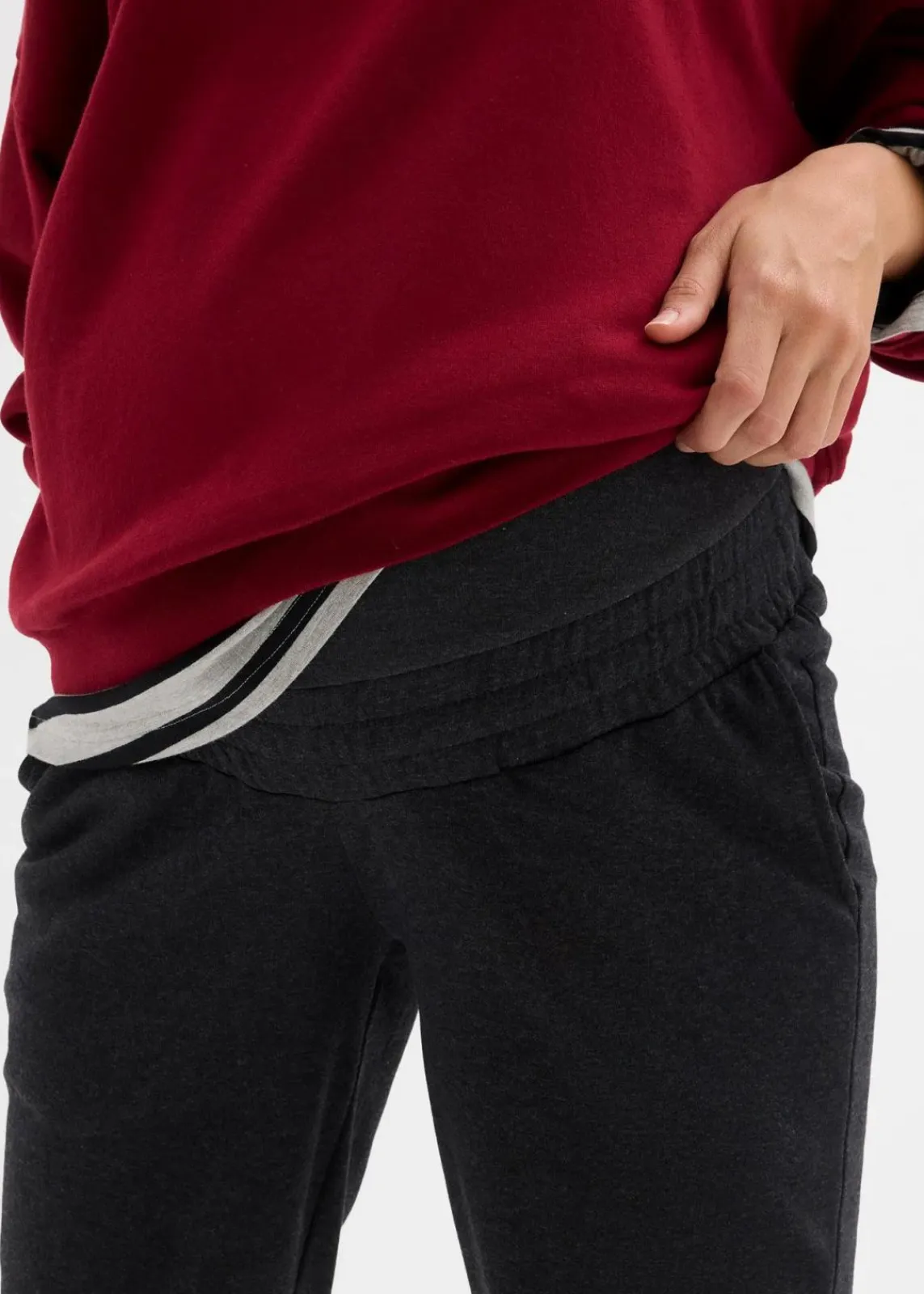 bonprix Umstandsmode^Umstands-Jogginghose mit Bequembund aus weichem Baumwoll-Mix anthrazit meliert