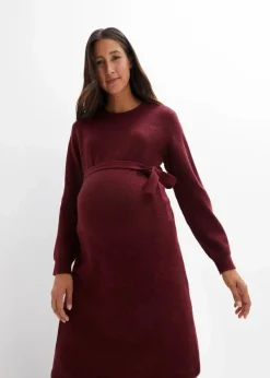 bonprix Umstandsmode|Bekleidung·Blazer^Umstandskleid aus flauschigem Strick ahornrot meliert