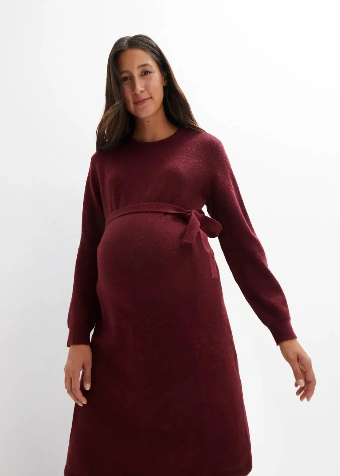 bonprix Umstandsmode|Bekleidung·Blazer^Umstandskleid aus flauschigem Strick ahornrot meliert