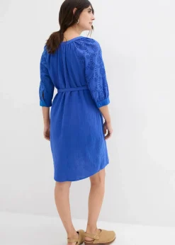 bonprix Bekleidung·Blazer|Umstandsmode^Umstandskleid aus reinem Baumwoll- Musselin edelsteinblau
