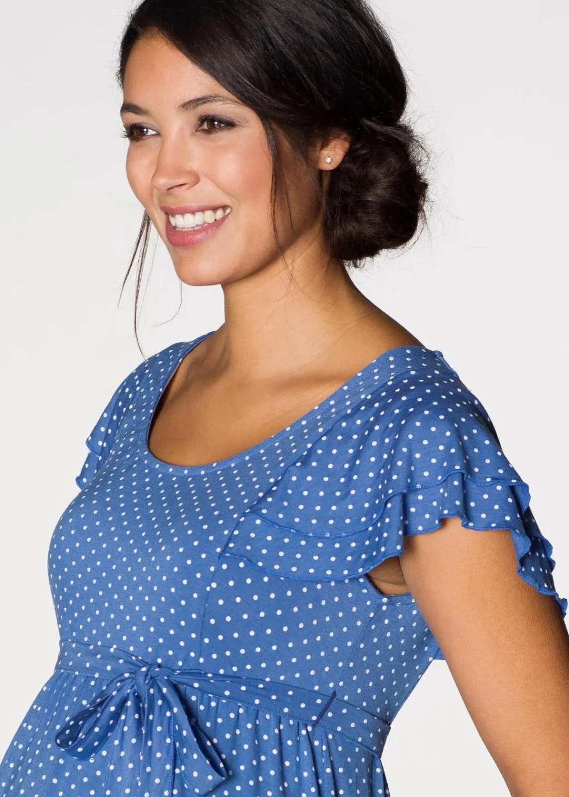 bonprix Bekleidung·Blazer|Umstandsmode^Umstandskleid aus Viskose-Jersey himmelblau gepunktet