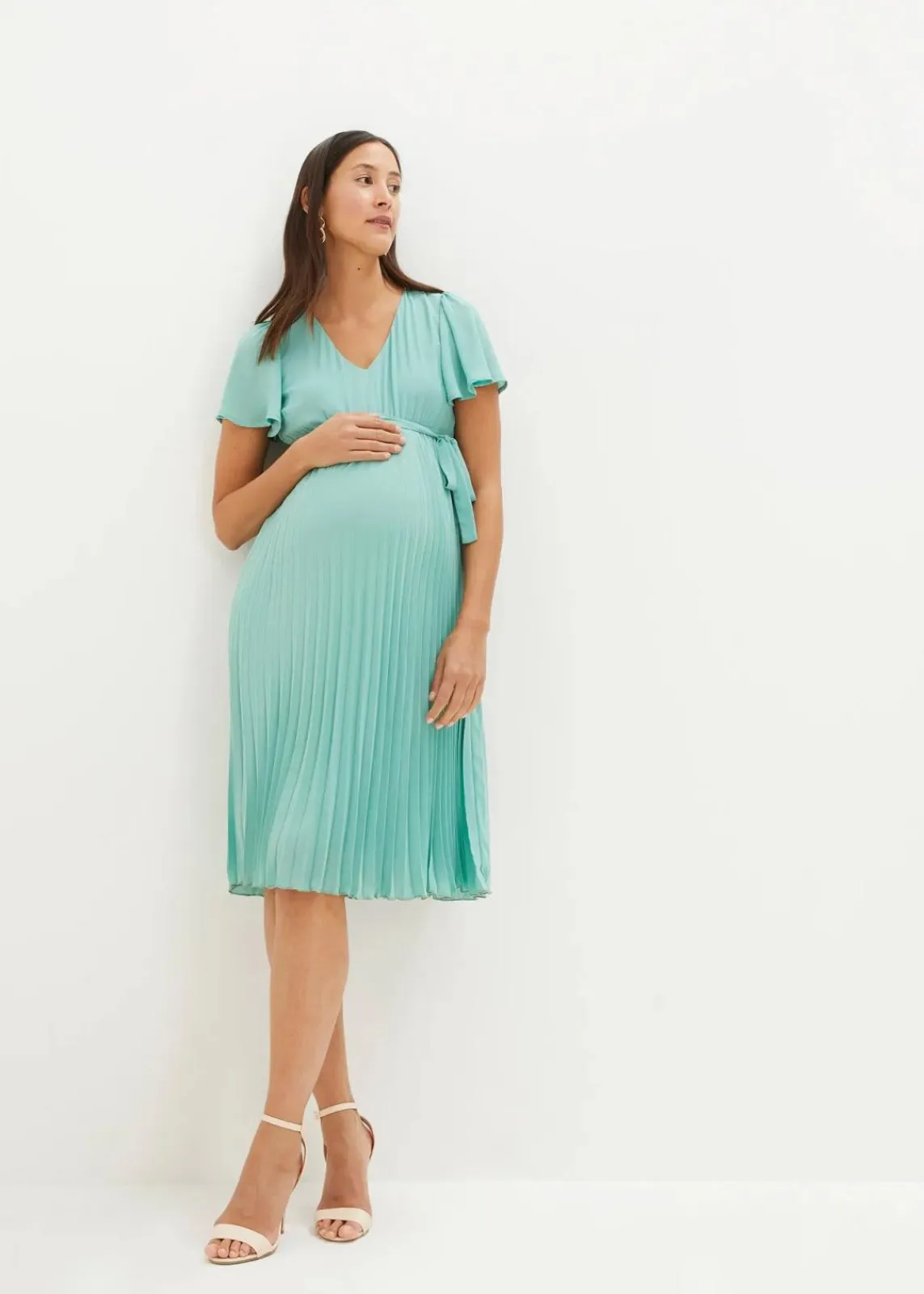 bonprix Bekleidung·Blazer|Umstandsmode^Umstandskleid aus zartem Georgette salbeigrün