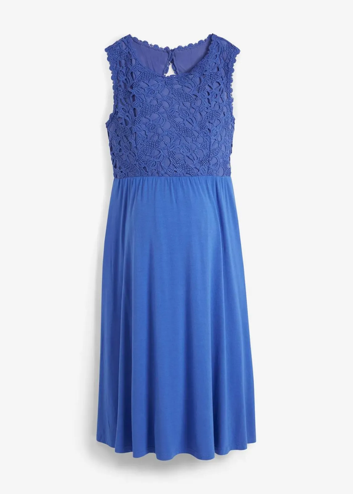 bonprix Nachhaltigere Materialien|Umstandsmode^Umstandskleid mit Spitze aus Jersey blau