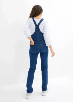 bonprix Bekleidung·Blazer|Umstandsmode^Umstandslatzhose mit verstellbarer Bauchweite, Straight Leg blau denim