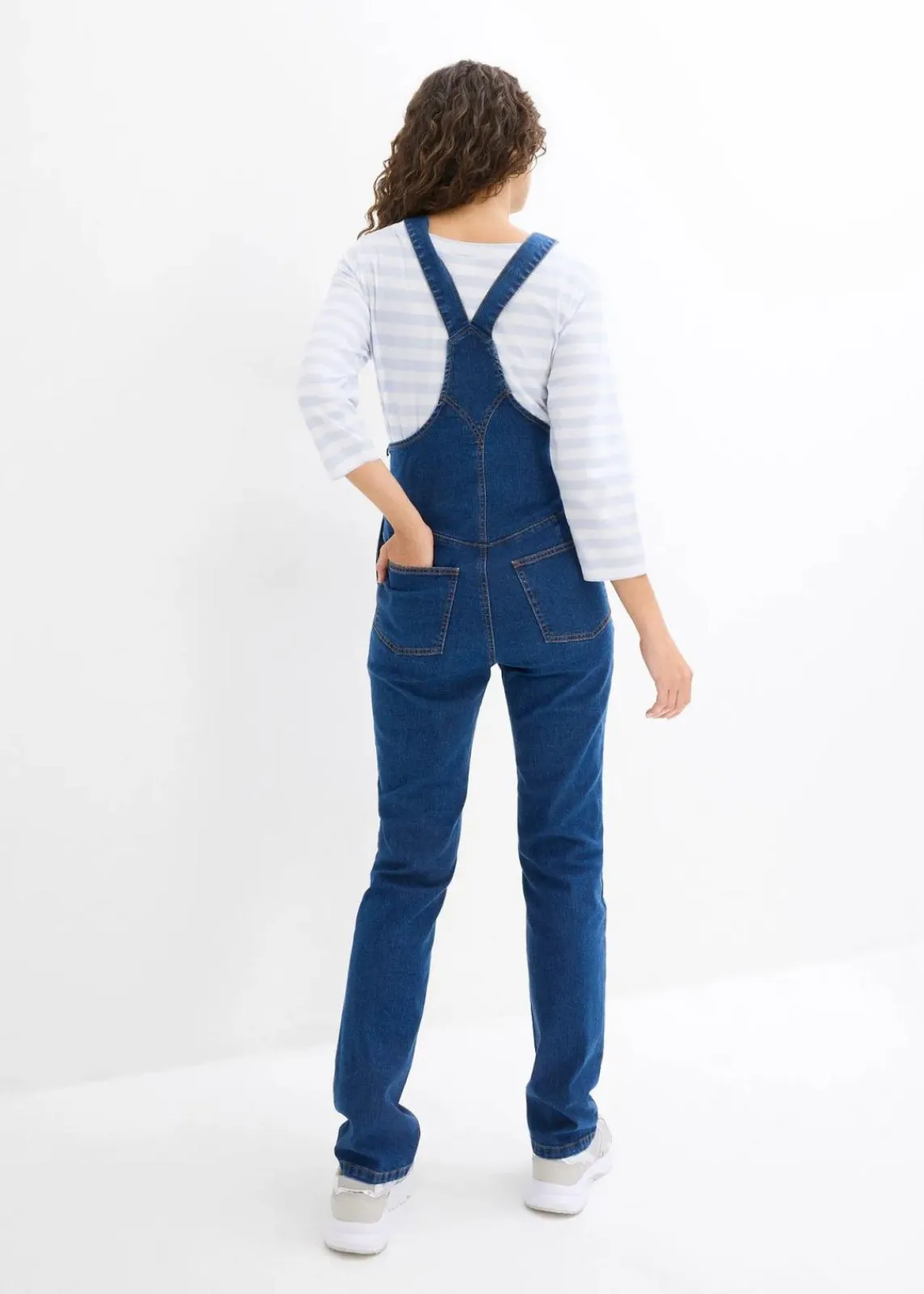 bonprix Bekleidung·Blazer|Umstandsmode^Umstandslatzhose mit verstellbarer Bauchweite, Straight Leg blau denim