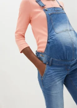 bonprix Bekleidung·Blazer|Umstandsmode^Umstands-Latzhose, Straight Leg hellblau denim