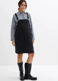 bonprix Bekleidung·Blazer|Umstandsmode^Umstands-Latzkleid aus Baumwoll-Cord mit Stretch dunkelgrau