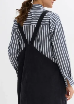 bonprix Bekleidung·Blazer|Umstandsmode^Umstands-Latzkleid aus Baumwoll-Cord mit Stretch dunkelgrau
