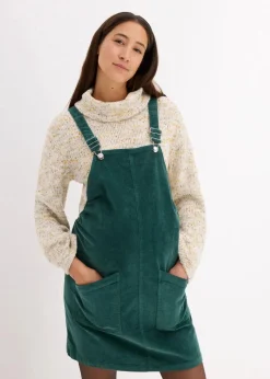 bonprix Umstandsmode|Bekleidung·Blazer^Umstands-Latzkleid aus Baumwoll-Cord mit Stretch mattgrün