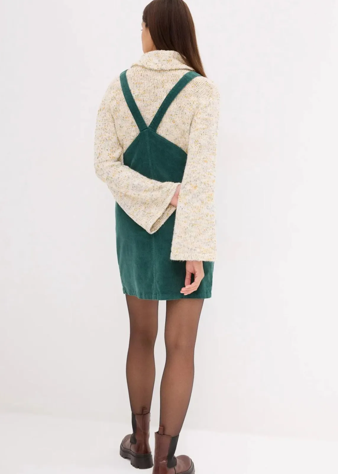 bonprix Umstandsmode|Bekleidung·Blazer^Umstands-Latzkleid aus Baumwoll-Cord mit Stretch mattgrün
