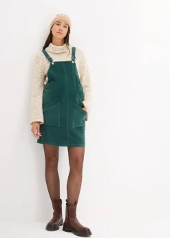 bonprix Umstandsmode|Bekleidung·Blazer^Umstands-Latzkleid aus Baumwoll-Cord mit Stretch mattgrün