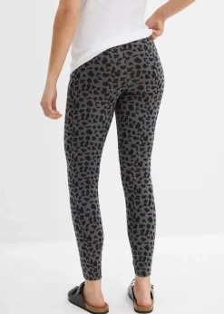 bonprix Umstandsmode|Nachhaltigere Materialien^Umstandsleggings aus Bio-Baumwolle (2er Pack) schwarz+rauchgrau leo bedruckt