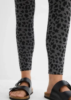bonprix Umstandsmode|Nachhaltigere Materialien^Umstandsleggings aus Bio-Baumwolle (2er Pack) schwarz+rauchgrau leo bedruckt