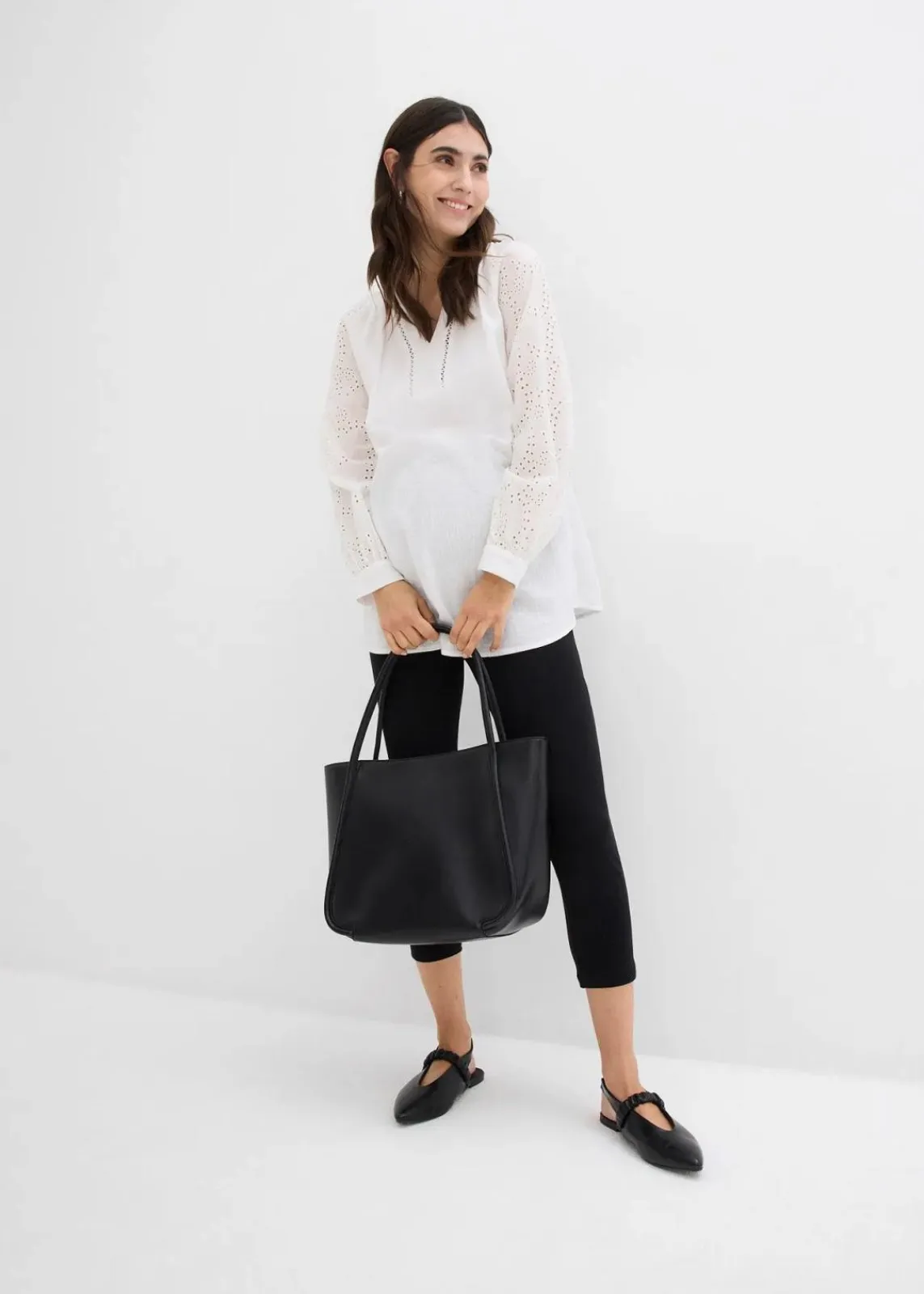 bonprix Bekleidung·Blazer|Umstandsmode^Umstands-Leggings in Capri-Länge (2er Pack) schwarz+schwarz