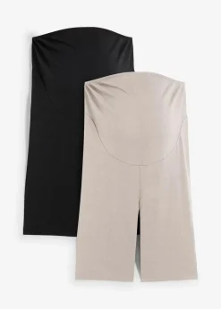 bonprix Radler & Oberschenkelschutz|Umstandsmode^Umstands-Radlerhose aus Bio-Baumwolle (2er Pack) schwarz/beige