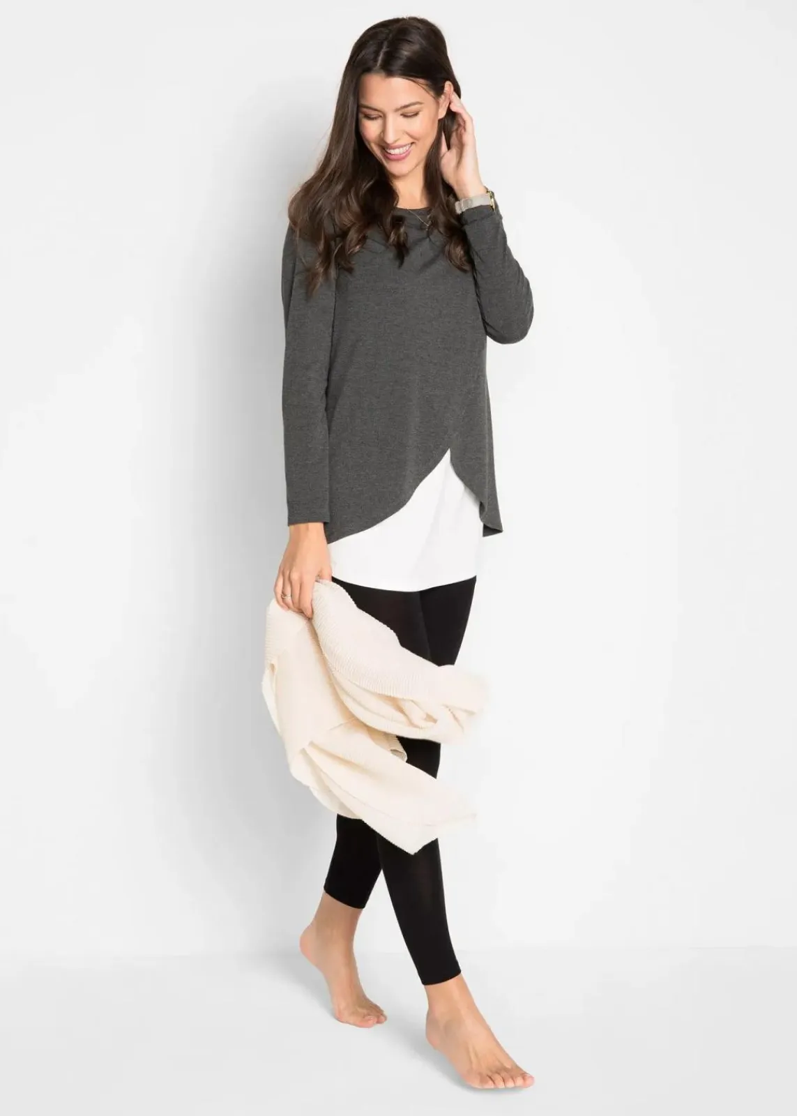 bonprix Bekleidung·Blazer|Umstandsmode^Umstandsset mit Stillfunktion anthrazit meliert+schwarz