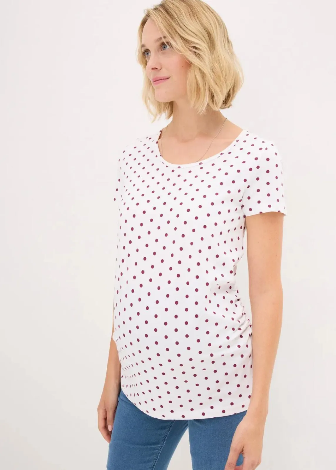 bonprix Bekleidung·Blazer|Umstandsmode^Umstandsshirts aus Bio-Baumwolle (2er-Pack) beere+weiß gepunktet