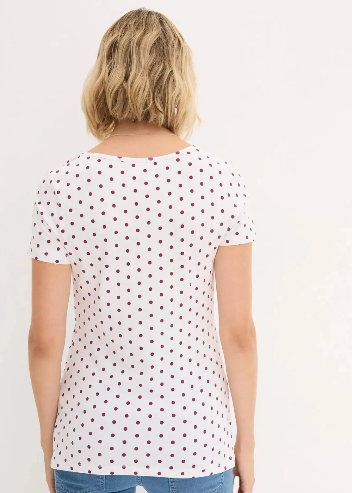 bonprix Bekleidung·Blazer|Umstandsmode^Umstandsshirts aus Bio-Baumwolle (2er-Pack) beere+weiß gepunktet