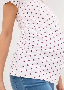 bonprix Bekleidung·Blazer|Umstandsmode^Umstandsshirts aus Bio-Baumwolle (2er-Pack) beere+weiß gepunktet