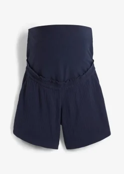 bonprix Bekleidung·Blazer|Umstandsmode^Umstandsshorts aus reinem Baumwoll-Musselin dunkelblau