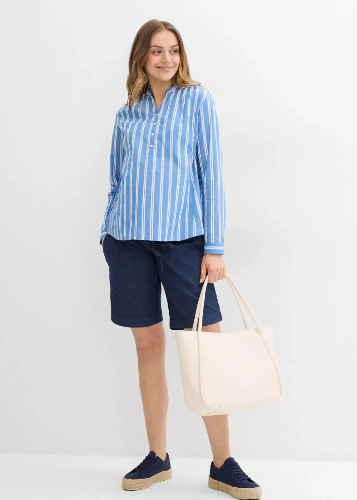 bonprix Bekleidung·Blazer|Umstandsmode^Umstandsshorts leichtem Stretchdenim blau denim