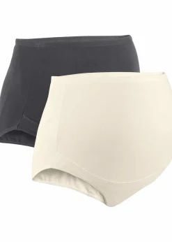 bonprix Umstandsmode|Nachhaltigere Materialien^Umstandsslip mit Bio-Baumwolle (2er Pack) kieselbeige + anthrazit