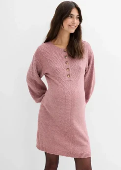 bonprix Bekleidung·Blazer|Umstandsmode^Umstandsstrick- und Stillstrickkleid mit langer Knopfleiste dunkelrose