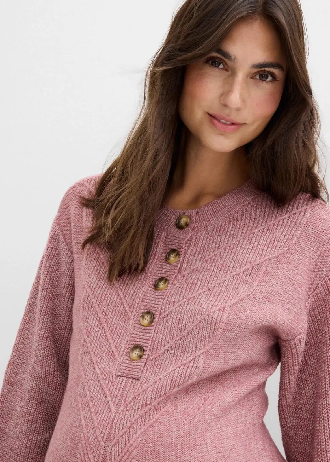 bonprix Bekleidung·Blazer|Umstandsmode^Umstandsstrick- und Stillstrickkleid mit langer Knopfleiste dunkelrose