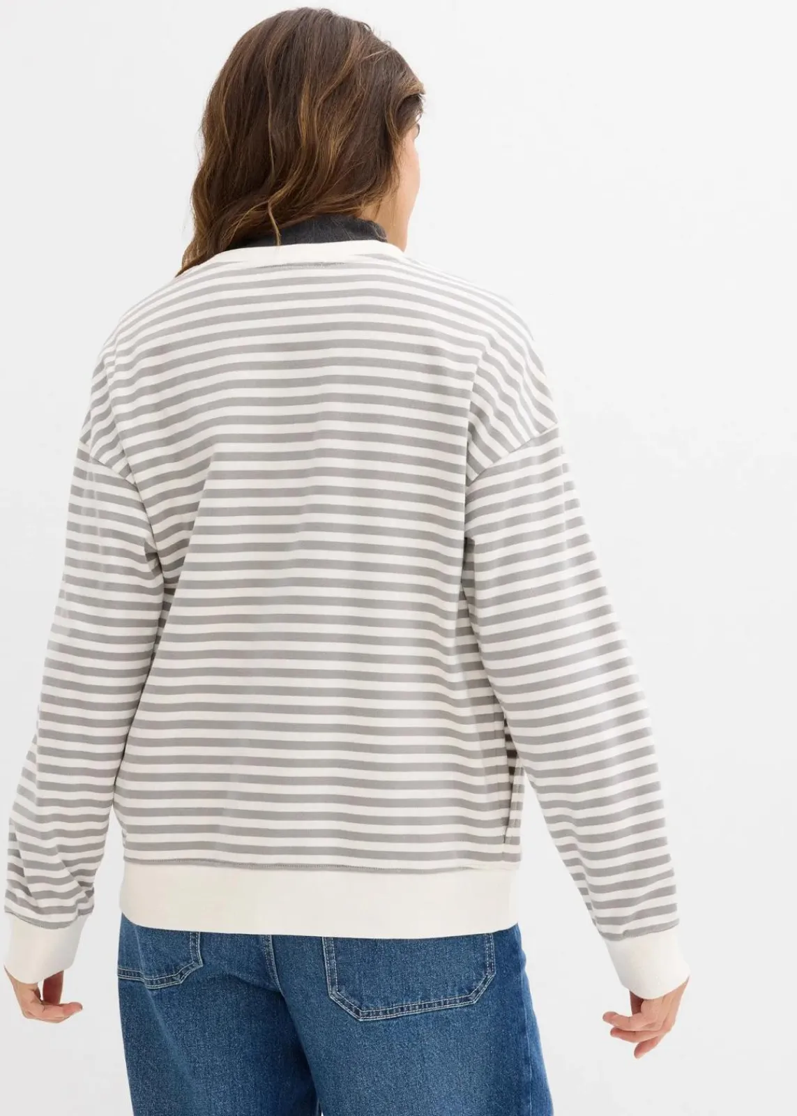 bonprix Bekleidung·Blazer|Umstandsmode^Umstandssweatshirt und Sweatshirt aus Bio-Baumwolle schattengrau/wollweiß gestreift