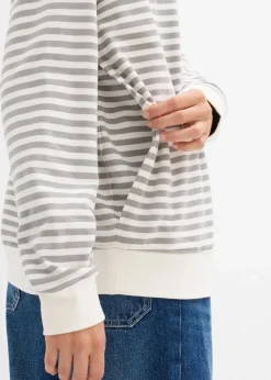 bonprix Bekleidung·Blazer|Umstandsmode^Umstandssweatshirt und Sweatshirt aus Bio-Baumwolle schattengrau/wollweiß gestreift