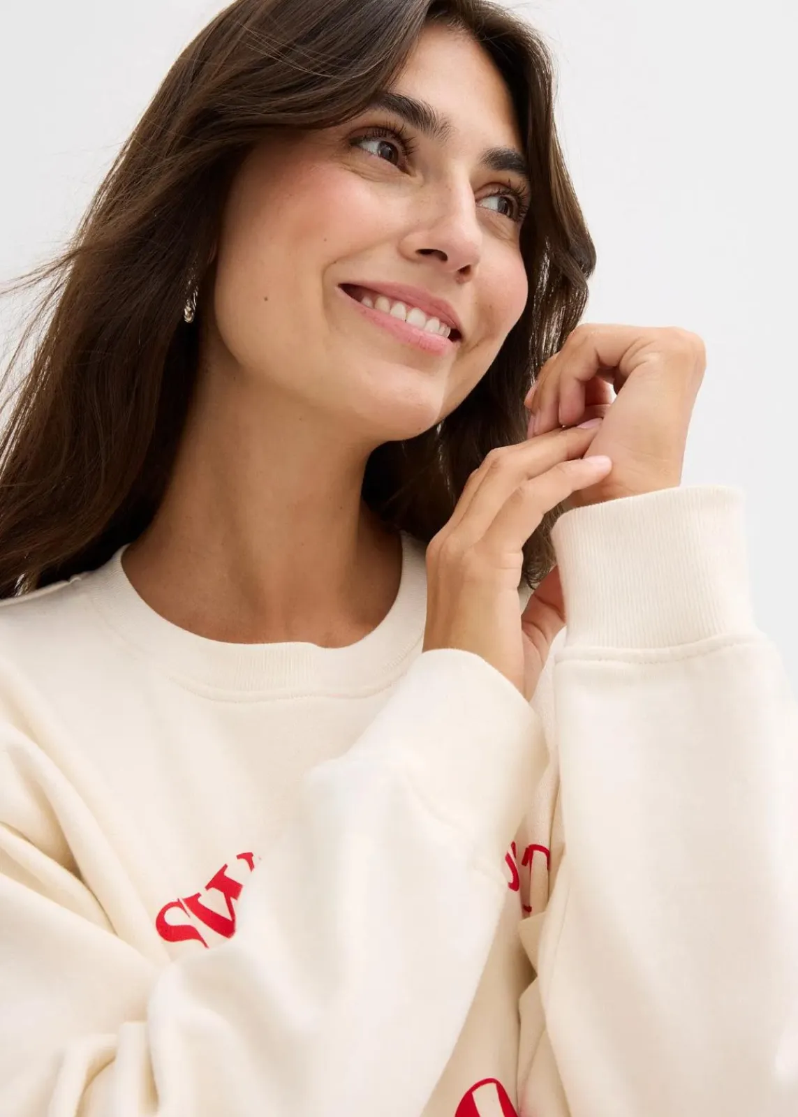 bonprix Bekleidung·Blazer|Umstandsmode^Umstands-und Stillsweatshirt aus weicher Bio-Baumwolle naturbeige/lavarot