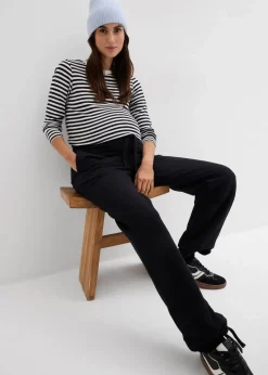 bonprix Bekleidung·Blazer|Nachhaltigere Materialien^Umstandsweathose mit verstellbarer Saumweite aus reiner Bio-Baumwolle schwarz