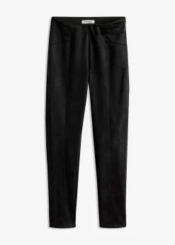 bonprix Hosen|Bekleidung·Kleider^Velourlederimitat-Hose mit Bequembund schwarz