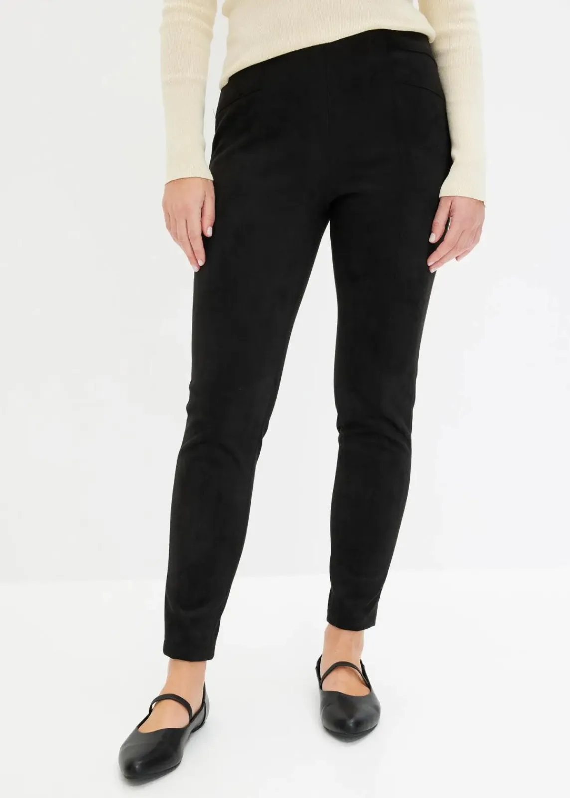 bonprix Hosen|Bekleidung·Kleider^Velourlederimitat-Hose mit Bequembund schwarz