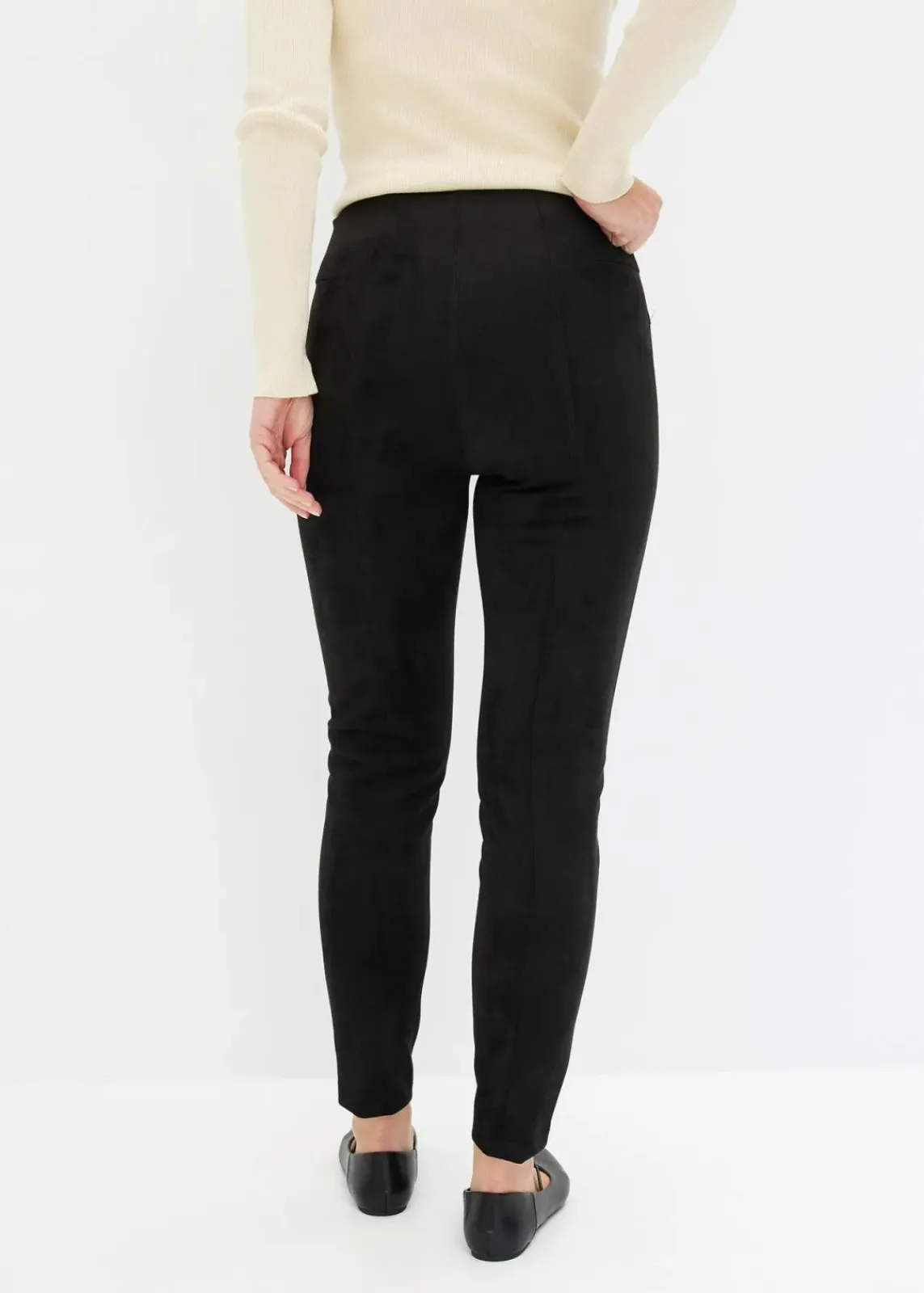 bonprix Hosen|Bekleidung·Kleider^Velourlederimitat-Hose mit Bequembund schwarz