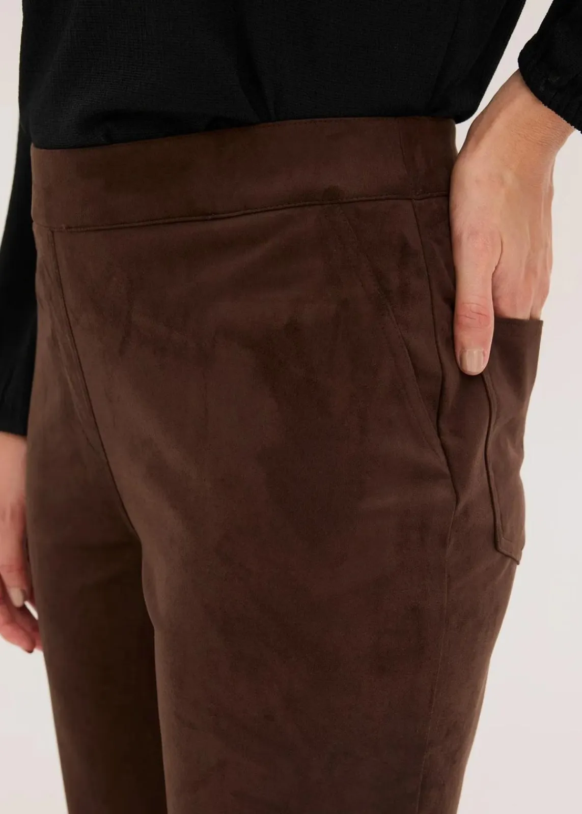bonprix Hosen|Bekleidung·Kleider^Velourslederimitat Flared Hose dunkelbraun