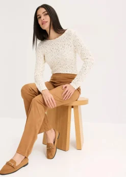 bonprix Bekleidung·Kleider|Hosen^Velourslederimitat Flared Hose mokkabraun