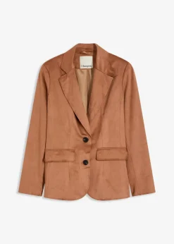 bonprix Bekleidung·Basics|Blazer^Velourslederimitat-Blazer mokkabraun