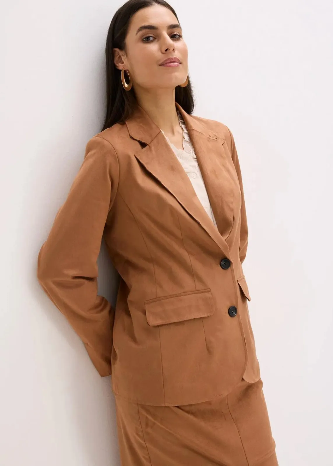 bonprix Bekleidung·Basics|Blazer^Velourslederimitat-Blazer mokkabraun