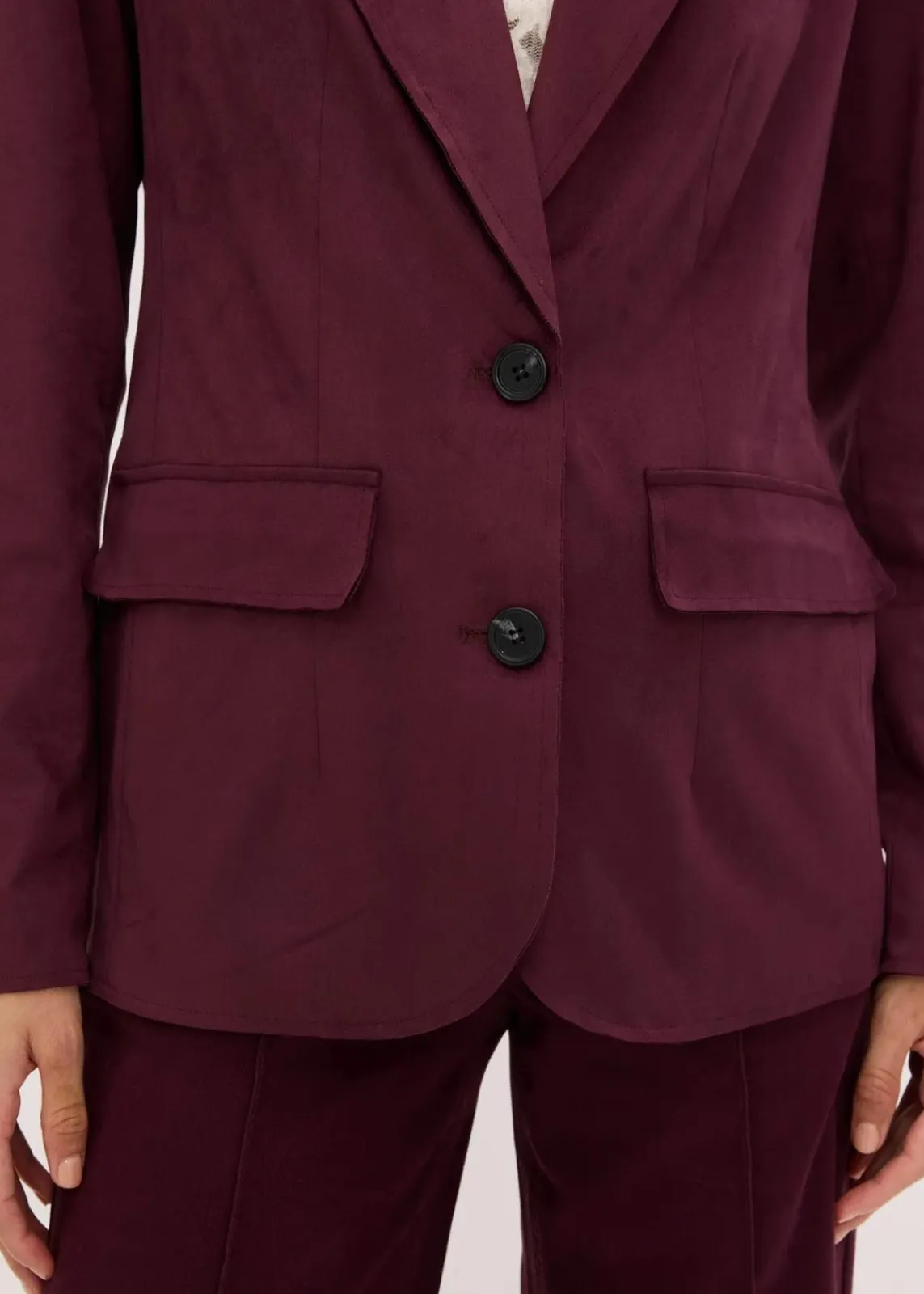 bonprix Blazer|Bekleidung·Basics^Velourslederimitat-Blazer weinrot