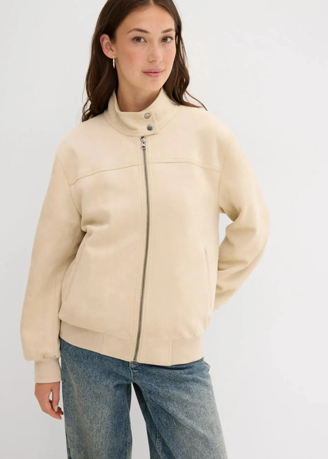 bonprix Jacken & Mäntel^Velourslederimitat-Jacke hellsand