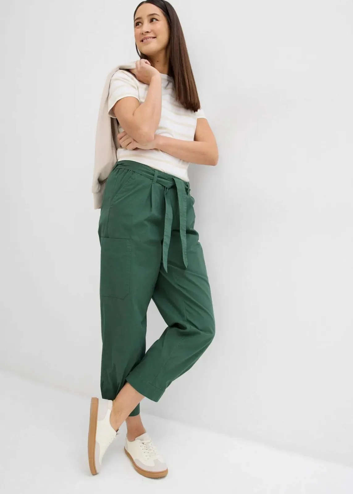 bonprix Hosen|Bekleidung·Kleider^Verkürzte Cargo-Hose schattengrün